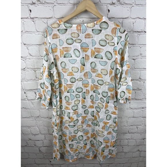 Click Color Me Cotton Lagenlook Linen 3/4 Sleeve Long Vest Cardigan Small Artsy - Picture 6 of 6